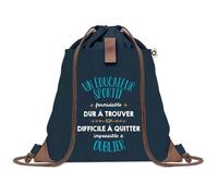 Sac à Dos Bleu avec Pochette Un Éducateur Sportif Formidable - Sac de Sport et Gym avec Cordelettes en Toile - Sac Doudou - Idée Cadeau Original Collègue, Anniversaire ou Départ Retraite