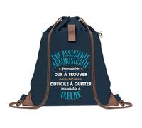 Sac à Dos Bleu avec Pochette Une Assistante Administratif Formidable - Sac de Sport et Gym avec Cordelettes en Toile - Sac Doudou - Idée Cadeau Original Collègue, Anniversaire ou Départ Retraite