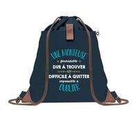 Sac à Dos Bleu avec Pochette Une Monteuse Formidable - Sac de Sport et Gym avec Cordelettes en Toile - Sac Doudou - Idée Cadeau Original Collègue, Anniversaire ou Départ Retraite