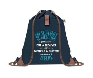 Sac à Dos Bleu avec Pochette Une Secrétaire de Direction Formidable - Sac de Sport et Gym avec Cordelettes en Toile - Sac Doudou - Idée Cadeau Original Collègue, Anniversaire ou Départ Retraite