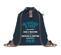Sac à Dos Bleu avec Pochette Une Secrétaire de Mairie Formidable - Sac de Sport et Gym avec Cordelettes en Toile - Sac Doudou - Idée Cadeau Original Collègue, Anniversaire ou Départ Retraite