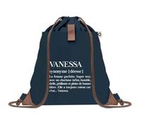 Sac à Dos Bleu avec Pochette Vanessa Définition - Sac de Sport et Gym avec Cordelettes en Toile - Sac Doudou - Idée Cadeau Original Collègue, Anniversaire ou Départ Retraite