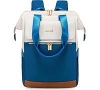 Sac À Dos Bleu, Sac À Dos Scolaire Fille Avec Compartiment Pour Ordinateur Portable 15,6 Pouces, Sac À Dos Femme 2 En 1, Sac À Dos De Voyage Imperméable Femme Élégante, Beige-Bleu Bleu