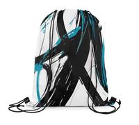 Sac À Dos Blue Black Abstract Art Line Modern Geometric Print Minimalist Ink Line Sac De Sport Résistant Sacs À Cordon Colourful Gym Sack pour Swimming Camping Voyage 36X42CM