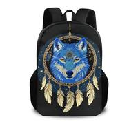Sac À Dos Boho Totem Native American Wolf Dream Catcher Daypack Léger Cartable Ordinateur Portable Sac D'École pour Cadeau Rentrée Randonnée Voyage