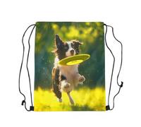 Sac À Dos Border Collie Cute Dog Puppy Sacs À Cordon Réglable Sac De Sport Pliable Gym Sack pour Swimming Camping Voyage 36X42CM