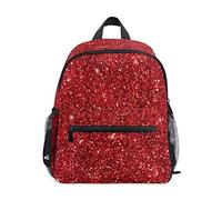 Sac à dos brillant pour enfant - Rouge à paillettes - Sans couture - Avec sangle de poitrine