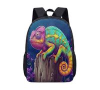 Sac à dos caméléon 43,2 cm bleu-vert animal animé 3D cartable cartable insolite nature graphique sac à dos pour enfants garçons filles, 02, L, Minimaliste