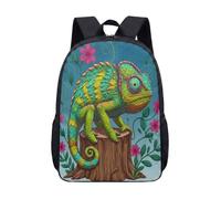 Sac à dos caméléon 43,2 cm bleu-vert animal animé 3D cartable cartable insolite nature graphique sac à dos pour enfants garçons filles, 05, L, Minimaliste