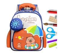 Sac à dos Capibara Grande capacité - Dossiers scolaires esthétiques | Sac à dos pour enfants avec bretelles respirantes pour papeterie bouteille rangement livre voyage pour garçons et garçons, marron