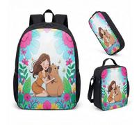 Sac à dos Capybara avec Trousse et Sac Isotherme - Design Ethno-Whimsy, Doudou d'Internet, Sac de Rangement Zen pour Étudiants et Voyageurs