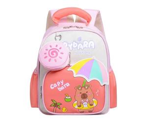 Sac à dos Capybara pour grande école - sac à dos esthétique, emballage enfant avec sangles respirantes | Bouteille de papeterie pour en échange de voyage pour pique-nique cadeau de lau, rouge