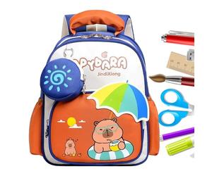 Sac à dos Capybara pour grande école - sac à dos esthétique, emballage enfant avec sangles respirantes | Bouteille de papeterie pour en échange de voyage pour pique-nique cadeau de lau, marron