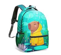 Sac à Dos Capybara Zen - Design Imprimé Guérison Core avec Nénuphars et Lotus, Sac à Dos Esthétique Kawaii pour Ados et Adultes, Style Chill et Détente