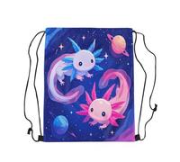 Sac À Dos Cartoon Axolotl Kawaii Animal Salamander Lover Galaxy Universe Gym Sack Réglable Sacs À Cordon Pliable Sac De Sport pour École Swimming Camping 36X42CM