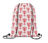 Sac À Dos Cartoon Lobster Theme White Red inch Cartoon Shrimp Summer Vacation Sea Printed Gym Sack Réglable Sac De Sport Pliable Sacs À Cordon pour Voyage Camping Swimming 36X42CM