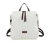 Sac à Dos Casual Zippé en Toile Texturée Contrastée, Bretelles Réglables, Marron