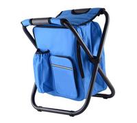 Sac à Dos Chaise Isotherme LéGer Grande Capacité Tabouret De Camping Pliant Pour Voyage Plage RandonnéE Pique-Nique Bleu