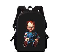 Sac à dos Charles Lee Ray Chucky 16 pouces imprimé 3D pour enfants, cartable d'école primaire pour garçons et filles, cartable pour écoliers Noir