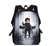 Sac à dos Charles Lee Ray Chucky 16 pouces imprimé 3D pour enfants, cartable d'école primaire pour garçons et filles, cartable pour écoliers Noir