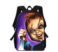 Sac à dos Charles Lee Ray Chucky 16 pouces imprimé 3D pour enfants, cartable d'école primaire pour garçons et filles, cartable pour écoliers Noir