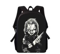 Sac à dos Charles Lee Ray Chucky 16 pouces imprimé 3D pour enfants, cartable d'école primaire pour garçons et filles, cartable pour écoliers Noir