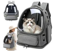 Sac à dos chat-capsule spatiale-transparent-sac à dos animal-34x27x42cm-été/hiver-coussin amovible-harnais sécurité-gris