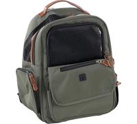 Sac à dos chat - chien - Flamingo Wiro Vert - 40×25×41 cm - polyester + mousse - ouvertures AV & haut - 3 poches - flap enroulable - pieds - fixation trolley