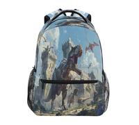 Sac À Dos Château De Dinosaures Tyrannosaurus Rex Sac A Dos Scolaire Unisexe Rucksack Classique Cartables pour Randonnée Travail Voyages