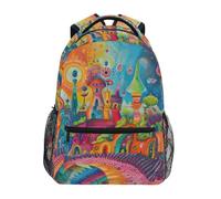 Sac À Dos Château Des Champignons Arc-En-Ciel Sac A Dos Scolaire