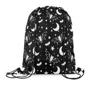Sac À Dos Chauves-Souris d'halloween, Étoiles, Galaxie, Lune, Oiseaux, Faune Gothique, Animaux Sauvages Gothiques Psychédéliques, Étoilé Gym Sack Pliable Sacs À Cordon Unisexe Sac De Sport
