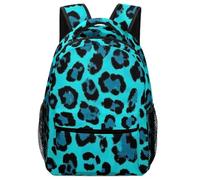 Sac À Dos Cheetah Blue and Black Leopard Print Bookbag Loisirs Daypack Ordinateur Portable Cartable pour Étudiant Voyage Cadeau Rentrée