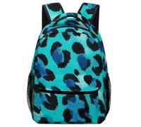 Sac À Dos Cheetah Blue and Black Leopard Print Daypack Léger Bookbag Tendance Cartable pour Camping Cadeau Rentrée Voyage