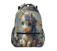 Sac À Dos Cheval Du Cercle De Fleurs Cartables Pour Randonnée | Cartable Scolaire classique Rucksack Pour Travail