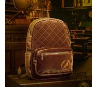 Sac à dos chic en velours taupe matelassé avec broderie de blaireau et de lettres, idéal pour la rentrée des classes GrandAnimal,CartoonPolyester