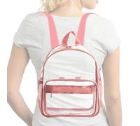 Sac à dos clair - grande capacité Voir à travers le sac de livre, le sac d'école transparent, le sac à dos en PVC résistant pour adolescents pour adultes | Sacs de stade clair imperméable, rose,