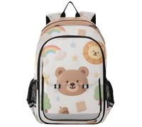 Sac à dos classique pour enfants de 8 à 12 ans : sacs à livres de grande capacité pour les jeunes dans des couleurs assorties mignon dessin animé marron arc-en-ciel ours en peluche