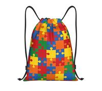 Sac à dos coloré à cordon pour la sensibilisation à l'autisme, idéal pour le sport, la gym, le yoga, la danse et les voyages (hommes et femmes). Motifs : cerveau, à cordon. Convient aux hommes et a