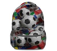 Sac à dos coloré imprimé drapeaux du monde de football : sac à dos de sport 3D à la mode, sac à dos décontracté pour adolescent étudiant voyage, Print 3, 44