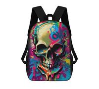 Sac à dos coloré Ocean Friends tendance pour étudiant - Convient pour garçons et filles - Sac à dos décontracté - Idéal pour les voyages en plein air, Illustration crâne coloré, 17"