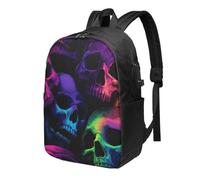 Sac à dos coloré pour ordinateur portable, Halloween, voyage, 43,2 cm, résistant à l'eau, avec port de charge USB, sac à dos d'école, sac de travail pour femme et homme