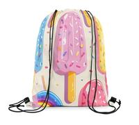 Sac À Dos Confettis Colorés, Arc-en-Ciel De Glaces, Thème Gourmand D'Été, Dessin Animé Mignon Gym Sack Unisexe Sacs À Cordon Pliable Sac De Sport pour Voyage Camping Fête