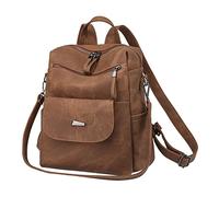 Sac à dos confortable en cuir pour femme, sac à dos d'étudiant, sac à dos de voyage, trousse de maquillage transparente (marron, taille unique)