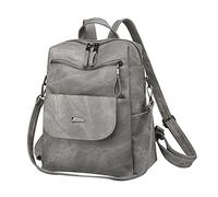 Sac à dos confortable en cuir pour femme, sac à dos d'étudiant, sac à dos de voyage, trousse de maquillage transparente (gris, taille unique)
