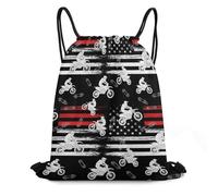 Sac A Dos Cordon, Confort Sacs À Cordon, Moto Tout-Terrain, Drapeau Américain Thin Red Line Noir, Premium Sac De Natation pour Femme, Decontracte, Swimming, 36X42cm