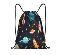 Sac a Dos Cordon, Fusées et planètes de l'univers enfantin Sac de Natation Multifonctionnel Unisexe Pochette à Cordon pour Voyage Femme Decontracte 36X42cm