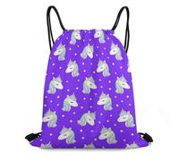 Sac A Dos Cordon, Léger Sacs À Cordon, Étoile Rainbow Violette Cheval Mers, Multifonctionnel Sac De Piscine pour Randonnée, Femme, Decontracte, 36X42cm