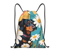 Sac À Dos Cordon, Pratique Sacs À Cordon Sport, Chienne Noire Et Brune Daisy, Léger Sac De Piscine pour Femme, Camping, Surf, 36X42cm