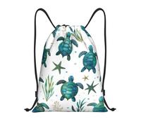 Sac à Dos Cordon, Tortue Sac de Piscine Premium Unisexe Sacs de Sport à Cordon pour Camping Fitness Filles 36X42cm