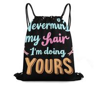 Sac À Dos Cordon, Unisexe Sacs De Sport À Cordon, Citation du Coiffeur Ne Vous Occupez Pas De Mes Cheveux, Je M'Occupe des Vôtres, Pratique Sac De Piscine pour Homme, Femme, 36X42cm